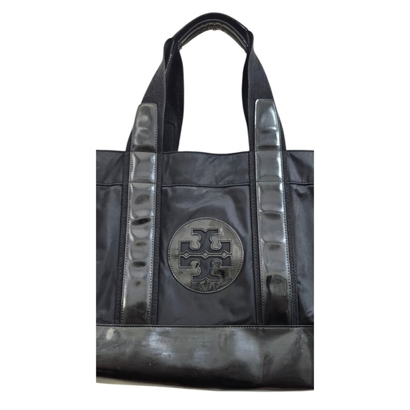 TORY BURCH Handbag/Nylon/Enamel/BLK/Black/Solid Color Black Nylon/Pate - Picture 3 of 15